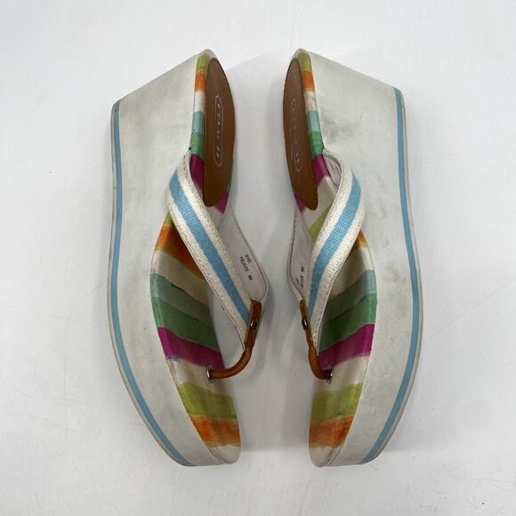 Coach Y2K Felicite Wedge Striped Sandal Flip Flops - Picture 2 of 6